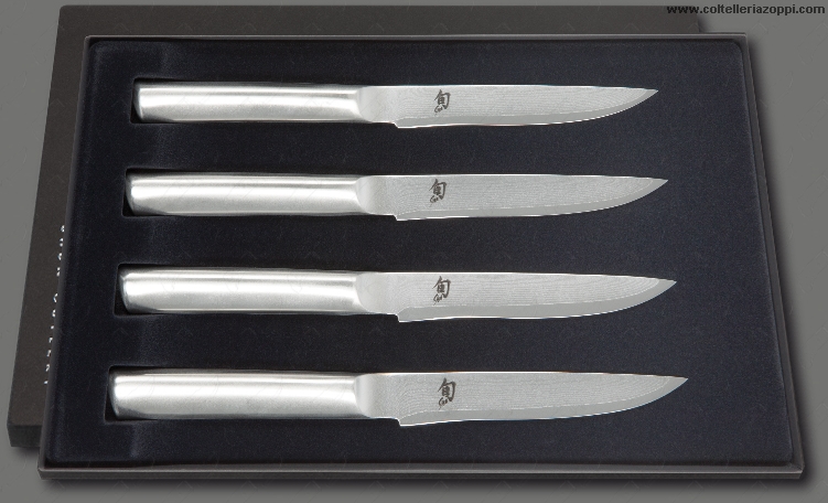 KAI - Shun Steel Set Coltelli da Bistecca in Acciaio - 4 Pezzi